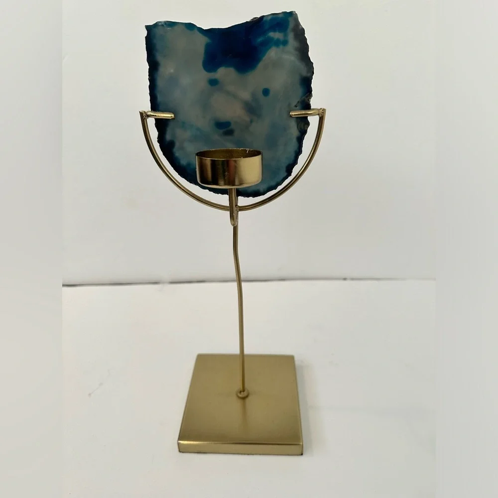 Z Gallerie Faux Agate Tea Candle Holder Decorative 12.5 Inches Tall